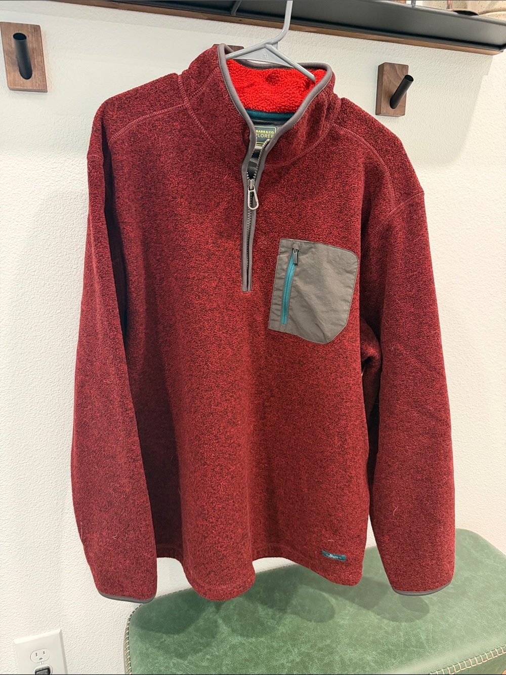 G.H. Bass & Co. Red Quarter-Zip Pullover with Contrast Pocket